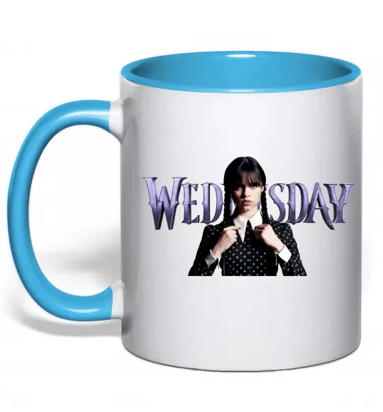 Чашка с цветной ручкой Wednesday Голубой фото