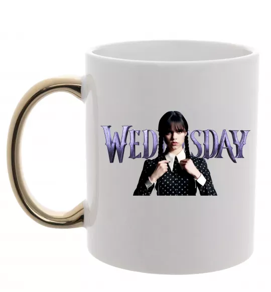 Чашка с цветной ручкой Wednesday Золото фото