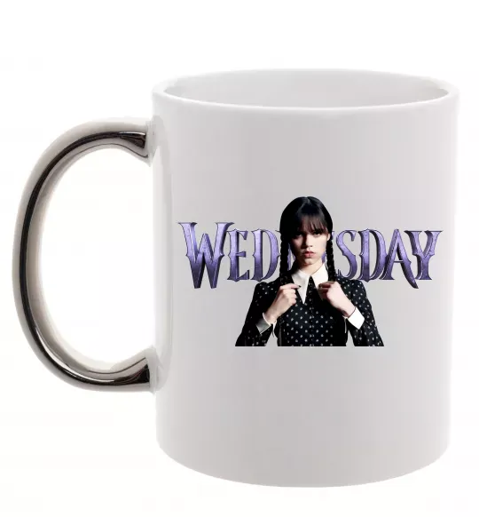 Чашка с цветной ручкой Wednesday Серебро фото