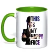 Чашка с цветной ручкой Wednesday this is my happy face Лаймовый фото