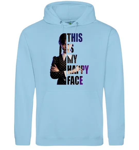 Жіноча толстовка (худі) Wednesday this is my happy face Блакитний фото