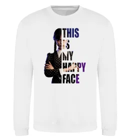 Свитшот Wednesday this is my happy face Белый фото
