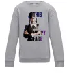 Детский Свитшот Wednesday this is my happy face Серый меланж фото