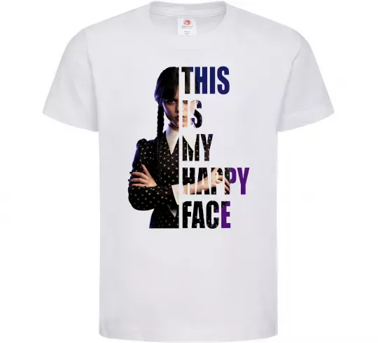 Дитяча футболка Wednesday this is my happy face Білий фото