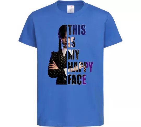 Дитяча футболка Wednesday this is my happy face Яскраво-синій фото