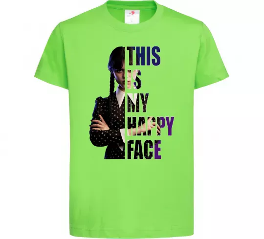 Дитяча футболка Wednesday this is my happy face Лаймовий фото