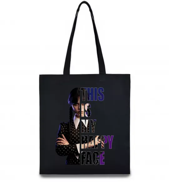 Еко-сумка Wednesday this is my happy face Чорний фото