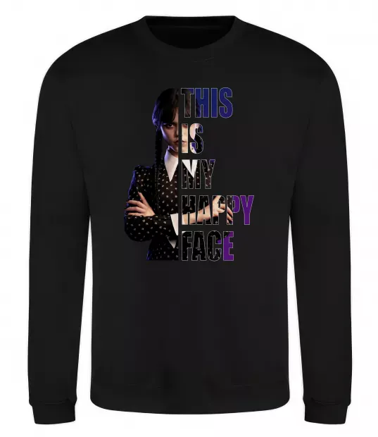 Свитшот Wednesday this is my happy face Черный фото