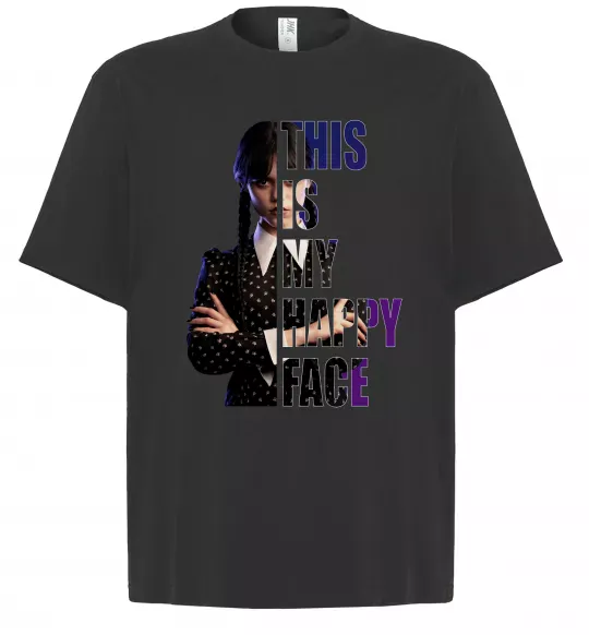 Футболка Оверсайз Wednesday this is my happy face Черный фото