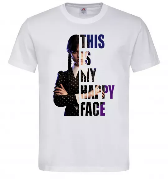 Чоловіча футболка Wednesday this is my happy face Білий фото