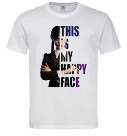 Чоловіча футболка Wednesday this is my happy face Білий фото