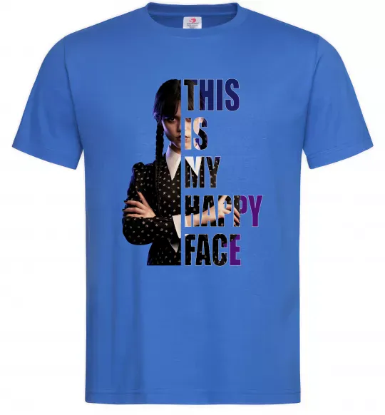 Чоловіча футболка Wednesday this is my happy face Яскраво-синій фото