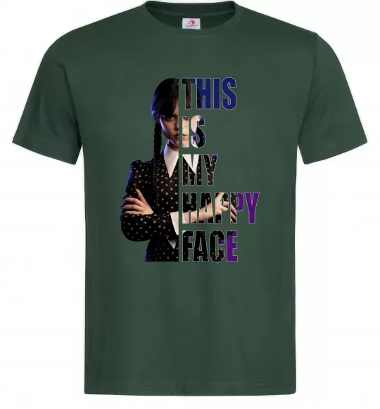 Чоловіча футболка Wednesday this is my happy face Темно-зелений фото