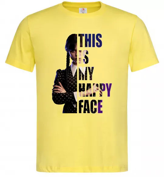 Чоловіча футболка Wednesday this is my happy face Лимонний фото