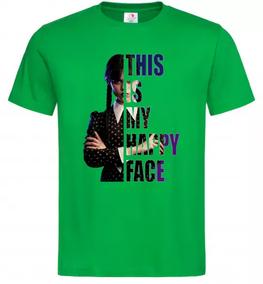 Чоловіча футболка Wednesday this is my happy face Зелений фото