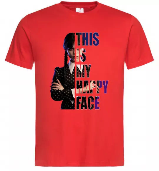 Чоловіча футболка Wednesday this is my happy face Червоний фото