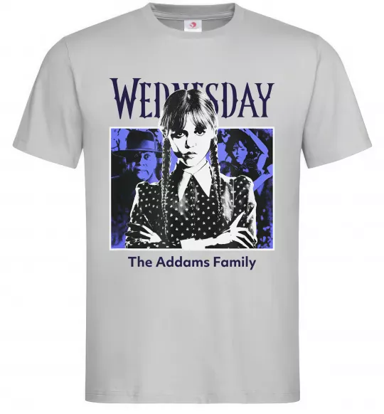 Мужская футболка Wednesday The Addams family Серый фото