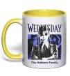 Чашка з кольоровою ручкою Wednesday The Addams family Сонячно жовтий фото