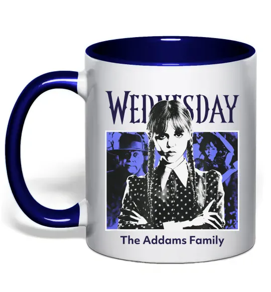 Чашка з кольоровою ручкою Wednesday The Addams family Глибокий темно-синій фото