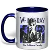 Чашка з кольоровою ручкою Wednesday The Addams family Глибокий темно-синій фото