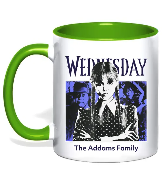 Чашка з кольоровою ручкою Wednesday The Addams family Лаймовий фото