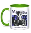 Чашка з кольоровою ручкою Wednesday The Addams family Лаймовий фото