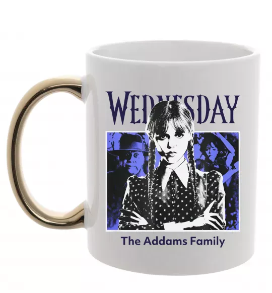 Чашка з кольоровою ручкою Wednesday The Addams family Золото фото
