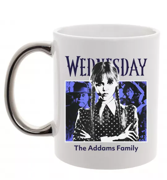 Чашка з кольоровою ручкою Wednesday The Addams family Срібло фото