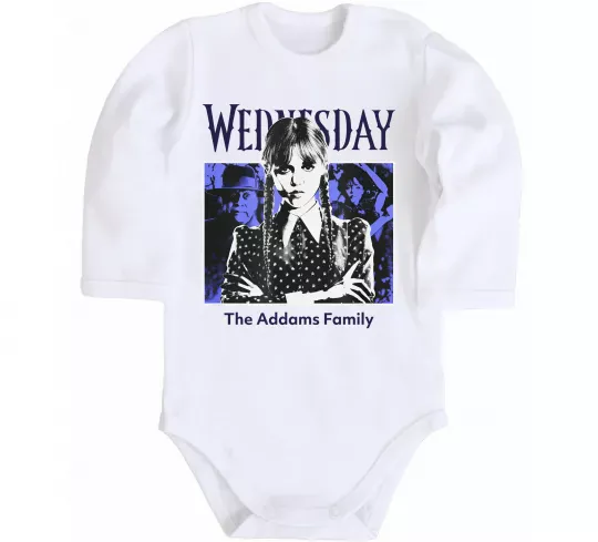 Дитячий бодік Wednesday The Addams family Білий фото