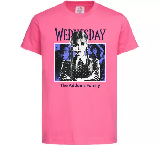 Дитяча футболка Wednesday The Addams family Яскраво-рожевий фото