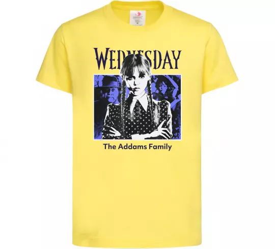 Дитяча футболка Wednesday The Addams family Лимонний фото