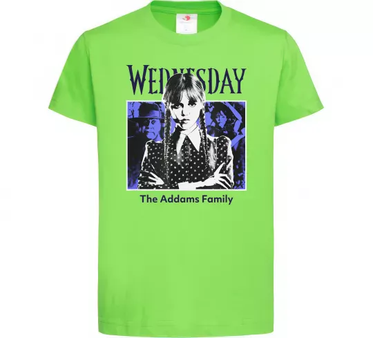 Дитяча футболка Wednesday The Addams family Лаймовий фото