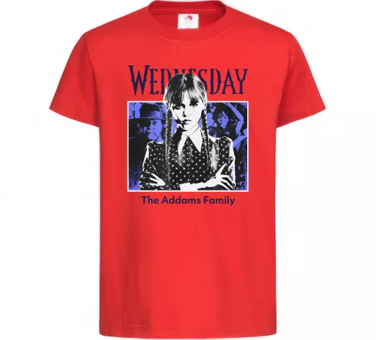 Дитяча футболка Wednesday The Addams family Червоний фото