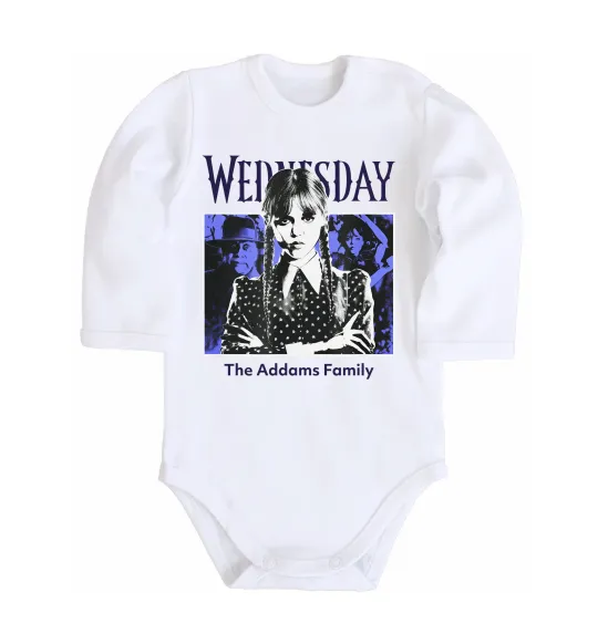 Детский боди Wednesday The Addams family Белый фото