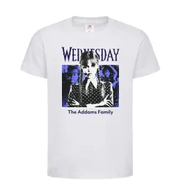 Дитяча футболка Wednesday The Addams family Білий фото