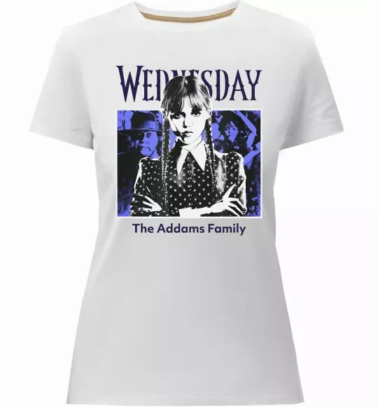 Жіноча преміум футболка Wednesday The Addams family Білий фото
