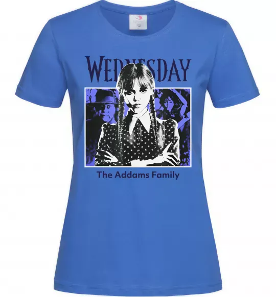 Жіноча футболка Wednesday The Addams family Яскраво-синій фото