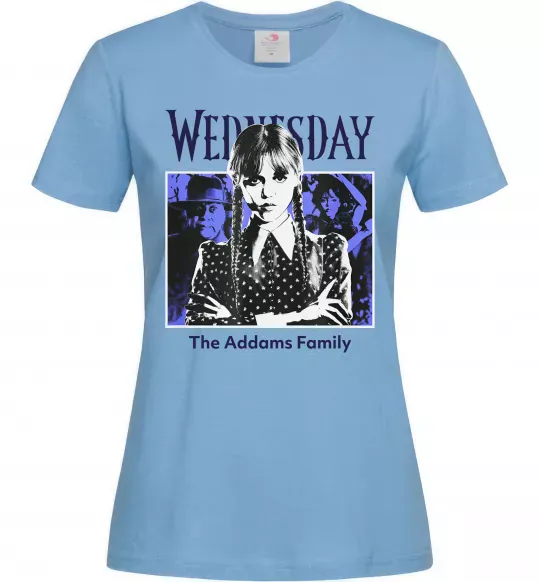 Жіноча футболка Wednesday The Addams family Блакитний фото