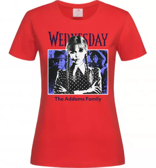 Жіноча футболка Wednesday The Addams family Червоний фото