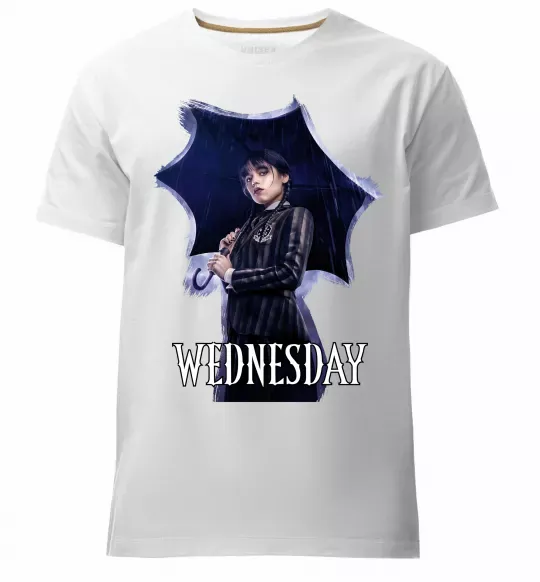 Чоловіча преміум футболка Wednesday poster Білий фото