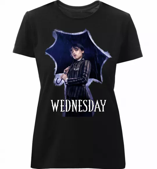 Женская премиум футболка Wednesday poster Черный фото