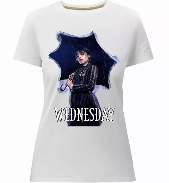 Женская премиум футболка Wednesday poster Белый фото