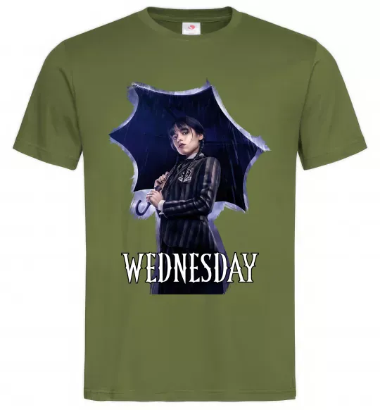 Чоловіча футболка Wednesday poster Оливковий фото
