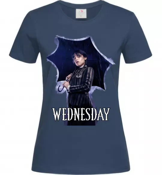 Женская футболка Wednesday poster Темно-синий фото