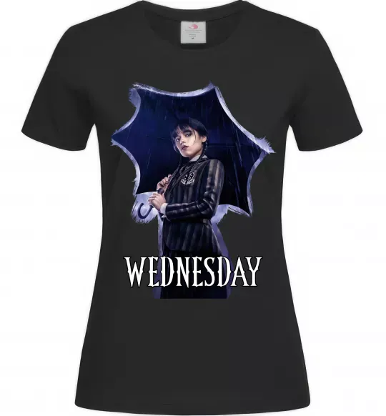 Женская футболка Wednesday poster Черный фото