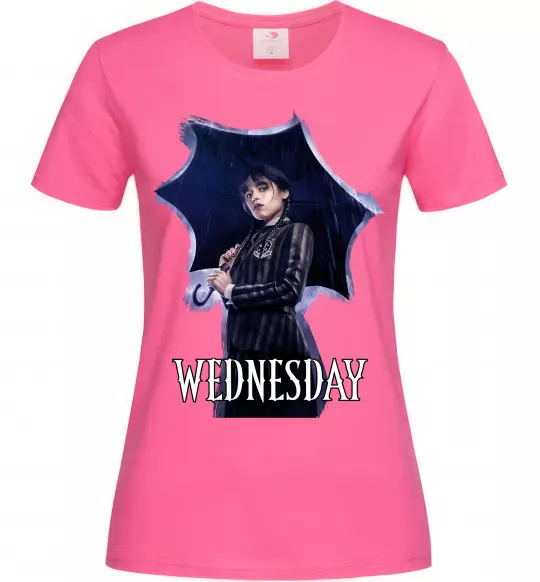 Женская футболка Wednesday poster Ярко-розовый фото