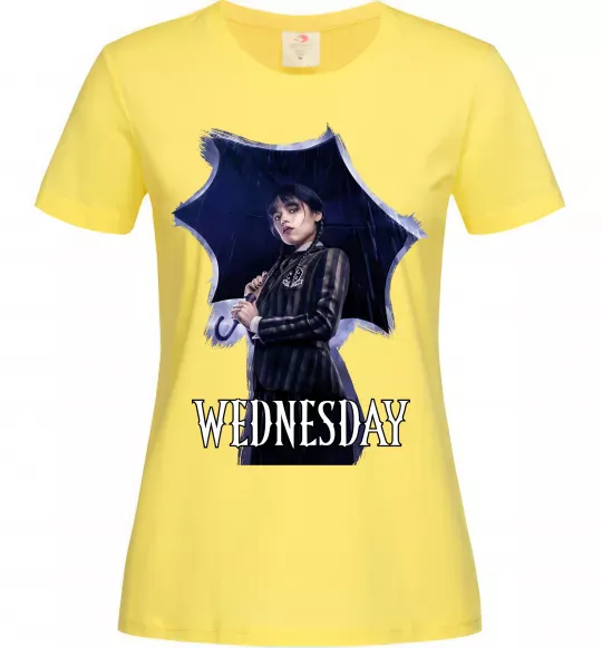 Женская футболка Wednesday poster Лимонный фото
