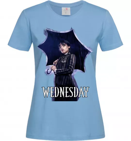 Женская футболка Wednesday poster Голубой фото