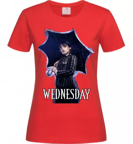 Женская футболка Wednesday poster Красный фото