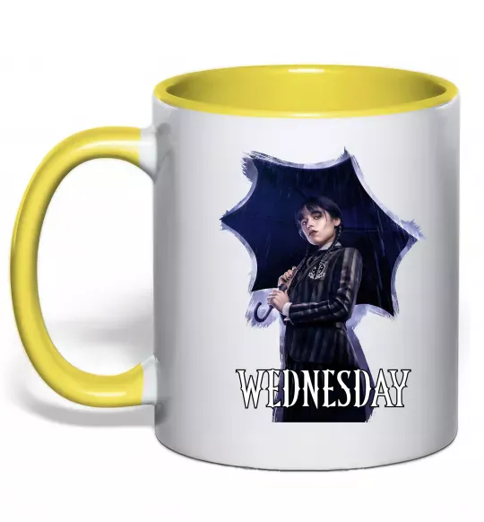 Чашка с цветной ручкой Wednesday poster Солнечно желтый фото